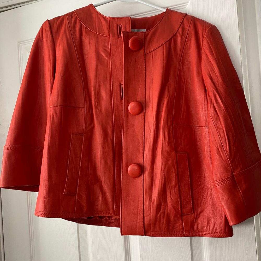 Coldwater Creek leather jacket in burnt orange
